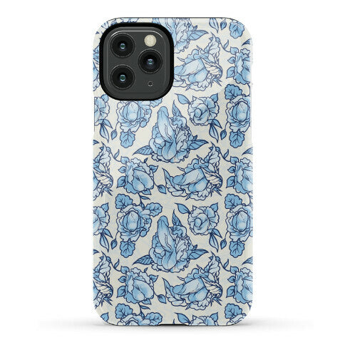 Floral Penis Pattern Blue Phone Case